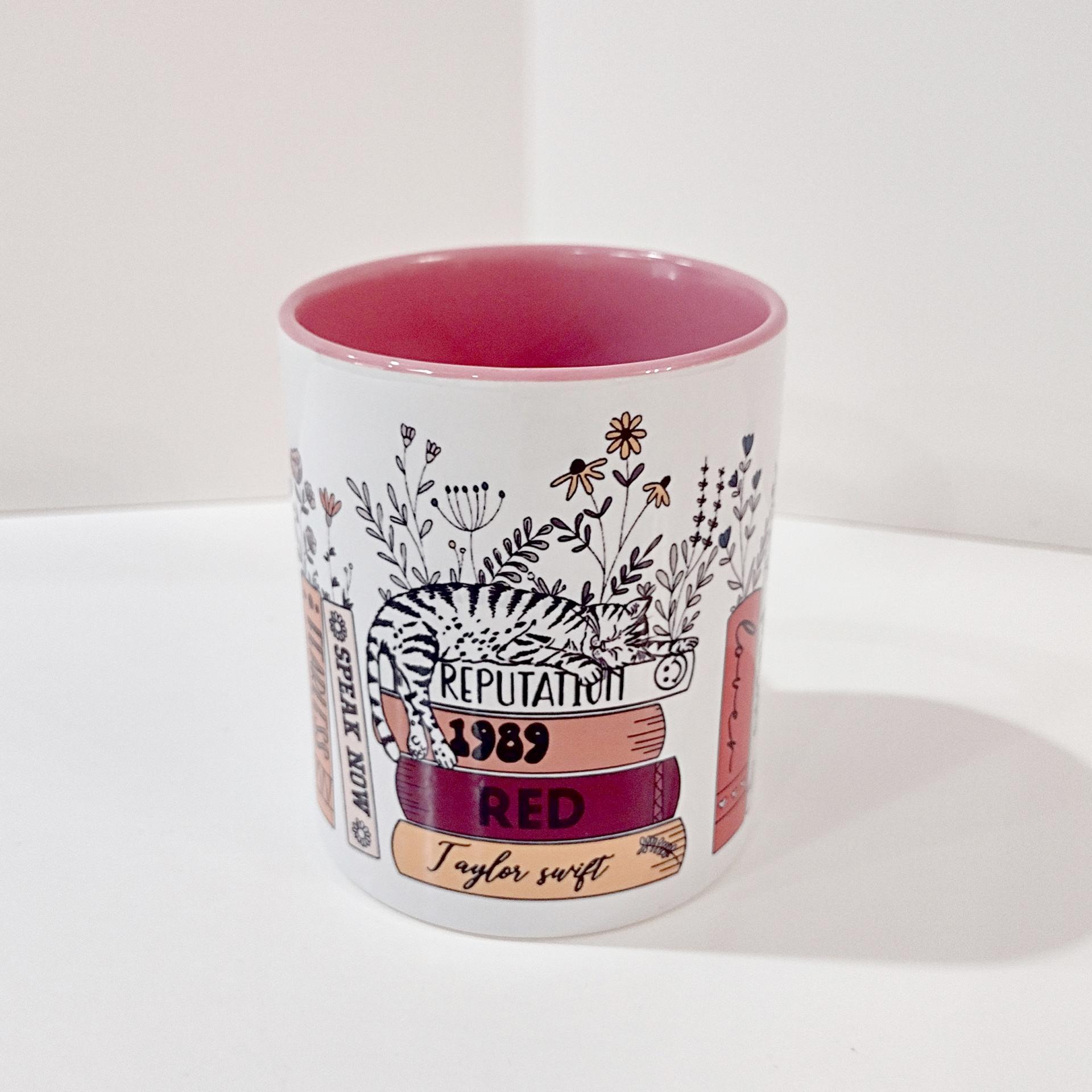 Taylor Swift Record Books Cat Coffee Tea Mug, Swifty Gift