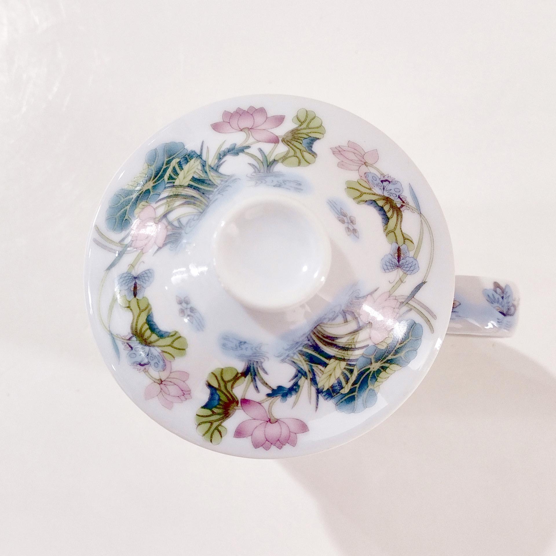 Floral Butterfly Tea Mug with Infuser Strainer and Lid, Covered Coffee Tea Cup