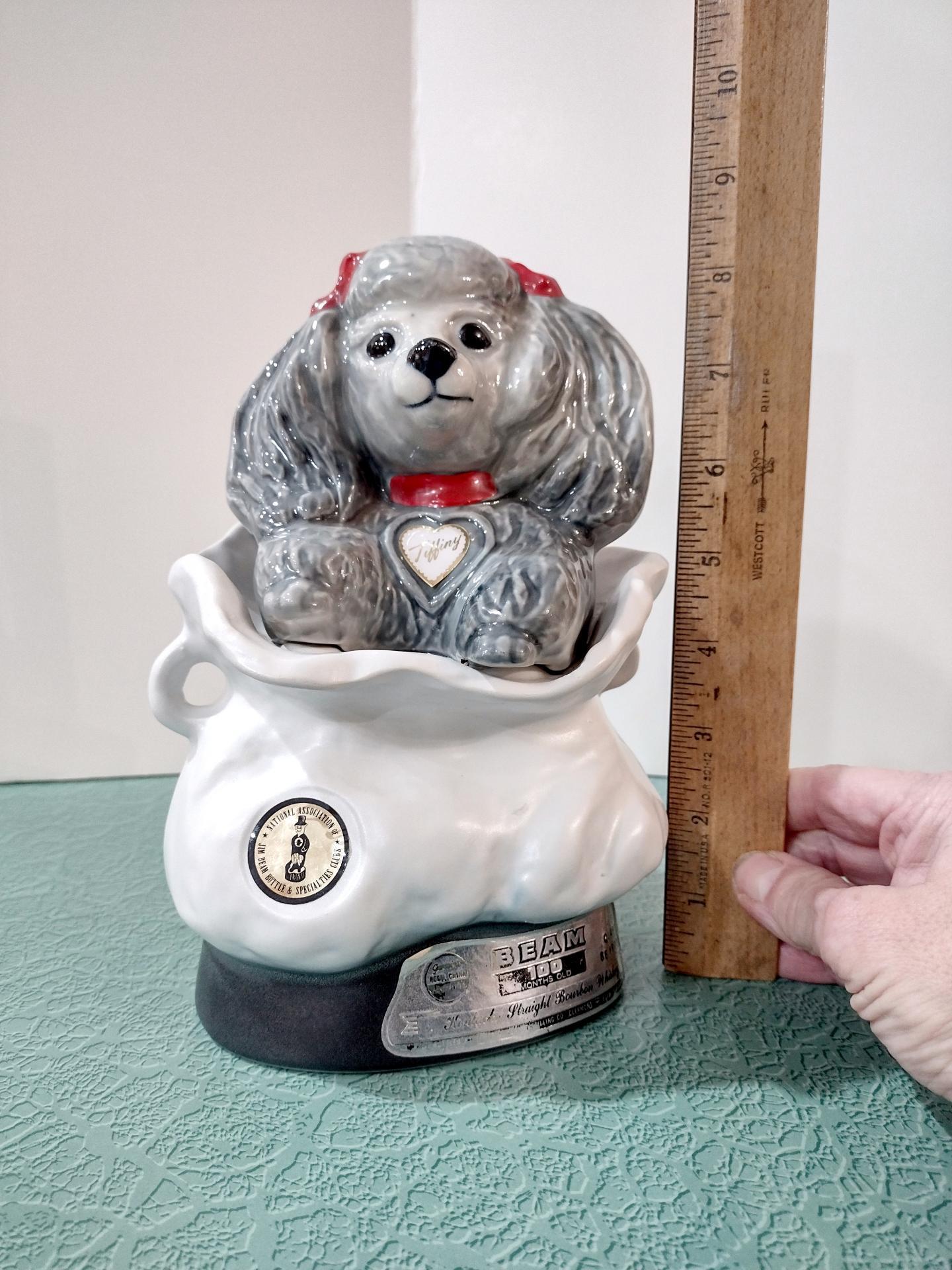 Vintage 1973 Jim Beam Tiffiny Poodle Collector Ceramic Bottle, National Association of Jim Beam Bottle & Specialties Clubs