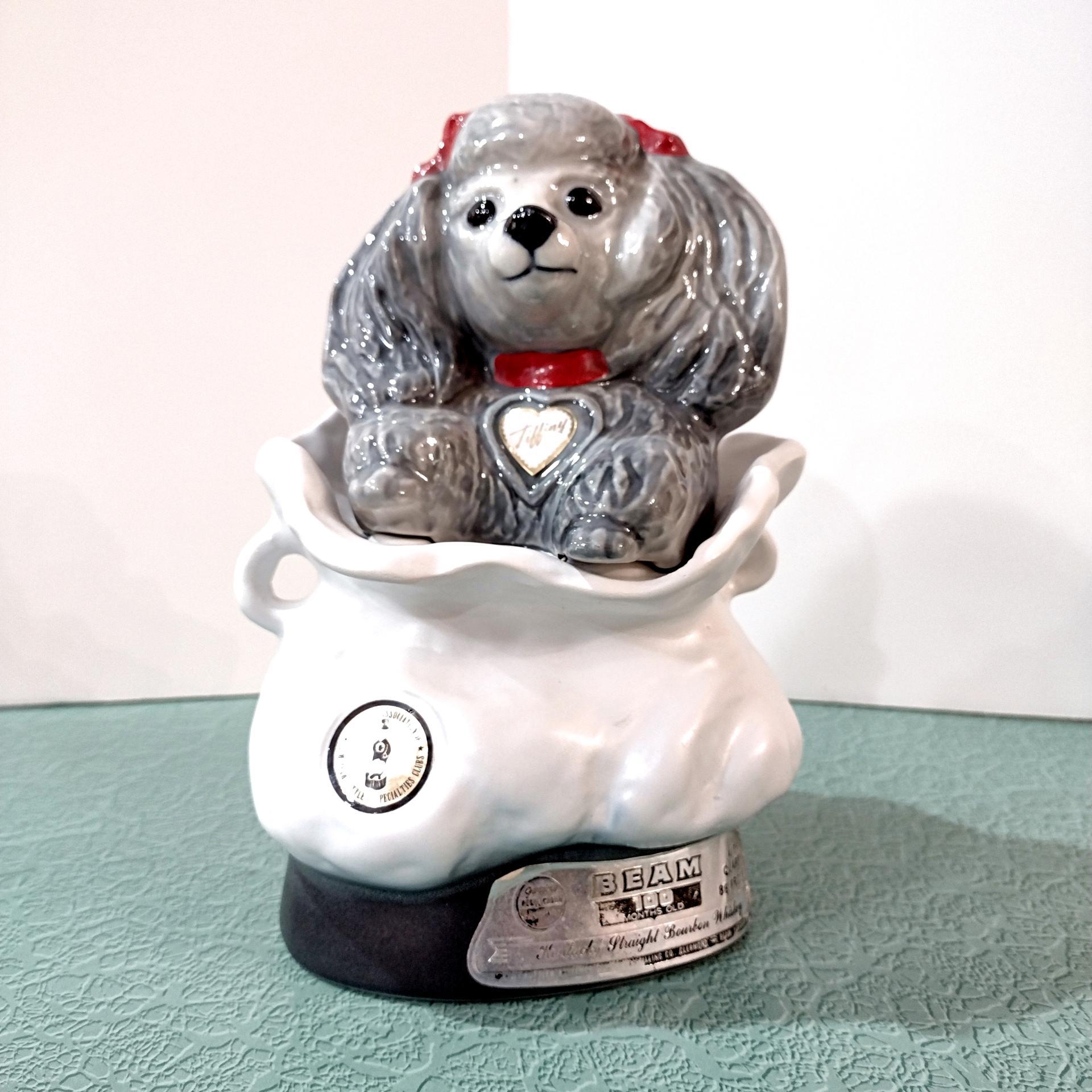 Vintage 1973 Jim Beam Tiffiny Poodle Collector Ceramic Bottle, National Association of Jim Beam Bottle & Specialties Clubs