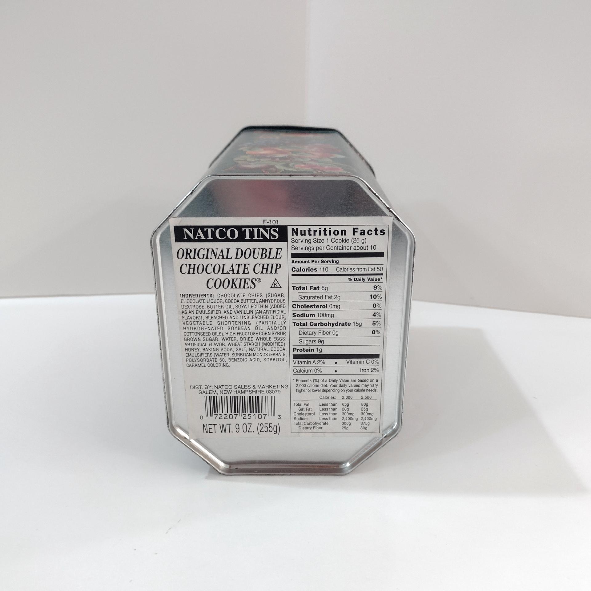 Vintage Natco Fruit Apples Grapes Basket Storage Tin, Original Double Chocolate Chip Cookies Tin Container