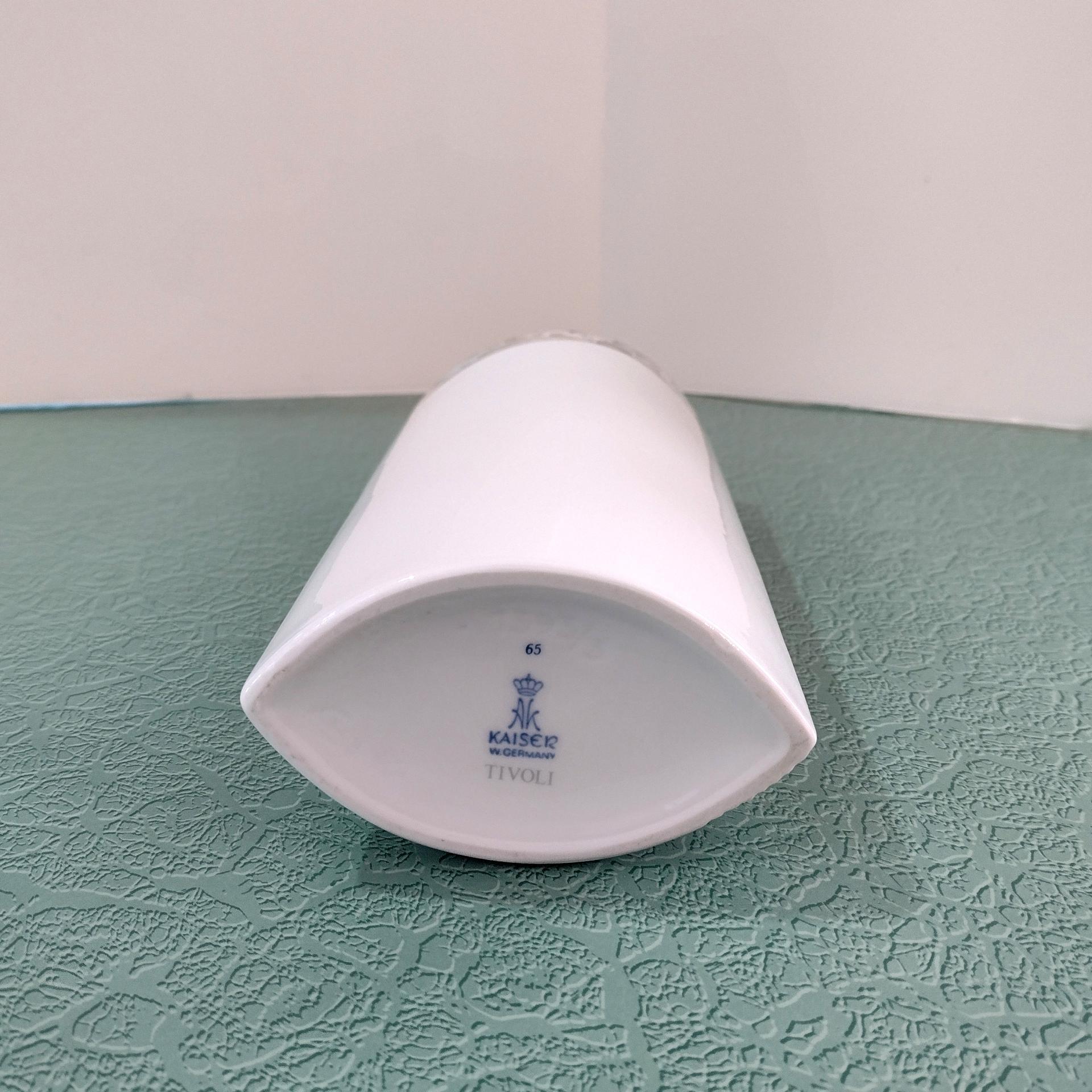 Vintage Kaiser West Germany Tivoli Art Deco Vase, White Vase with Floral Hand Painted Design
