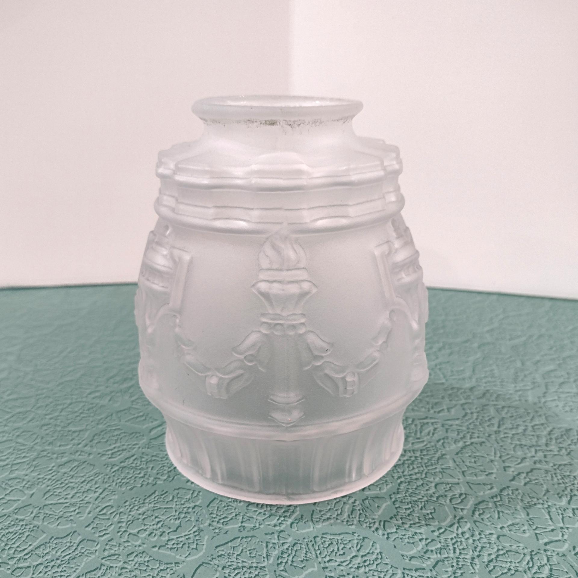 Vintage Classical Urn Torch and Drape Frosted Shades, Set of Two