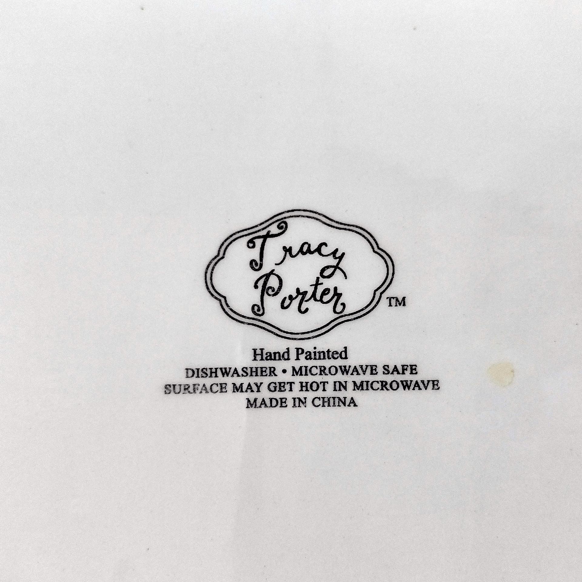 Vintage Hand Painted Tracy Porter The Artesian Road Ceramic Serving Tray Platter, Peacock Floral Design