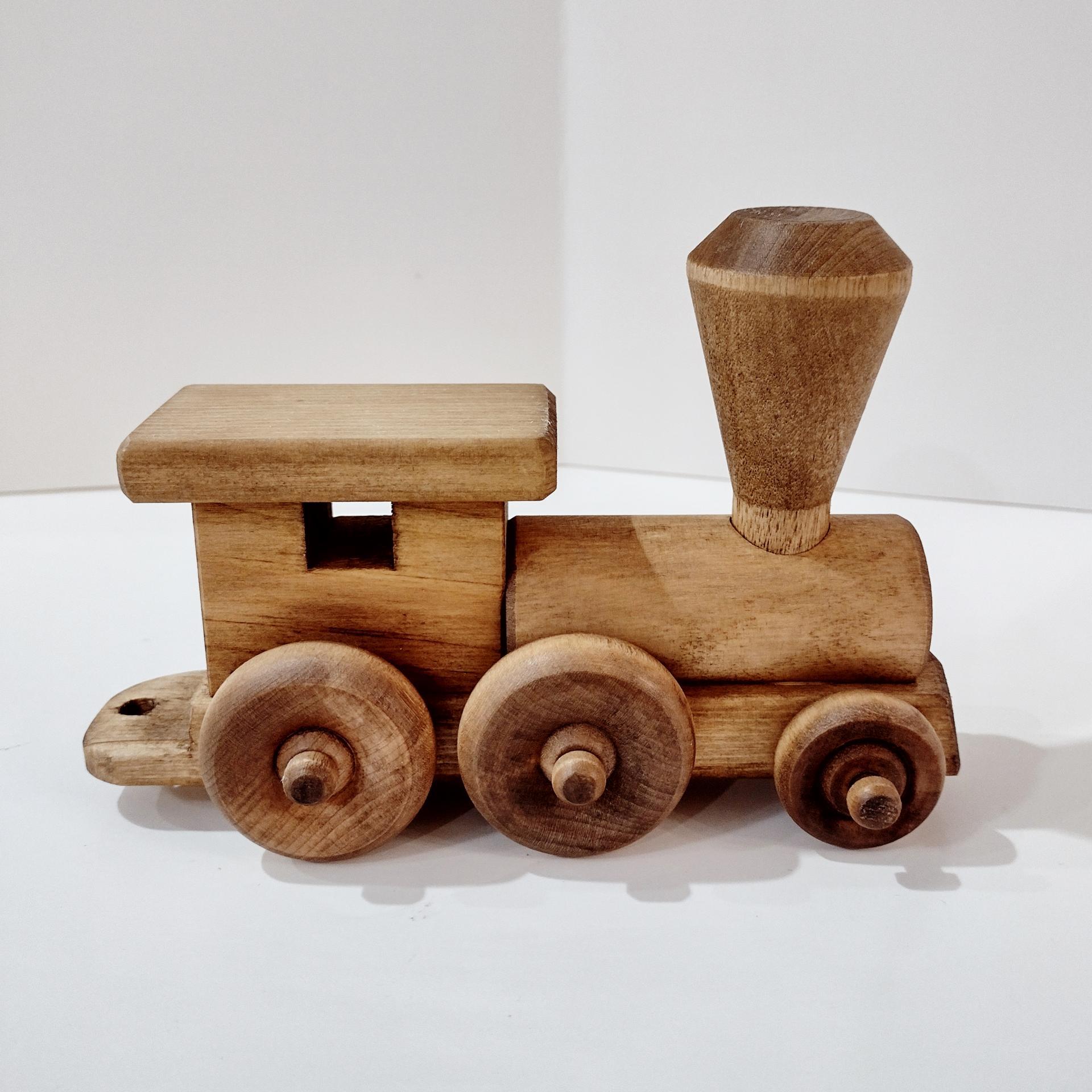 Vintage Wooden Train Rolling Child's Push Toy, Clip Clop Lapps Toys Handcrafted Amish Toy