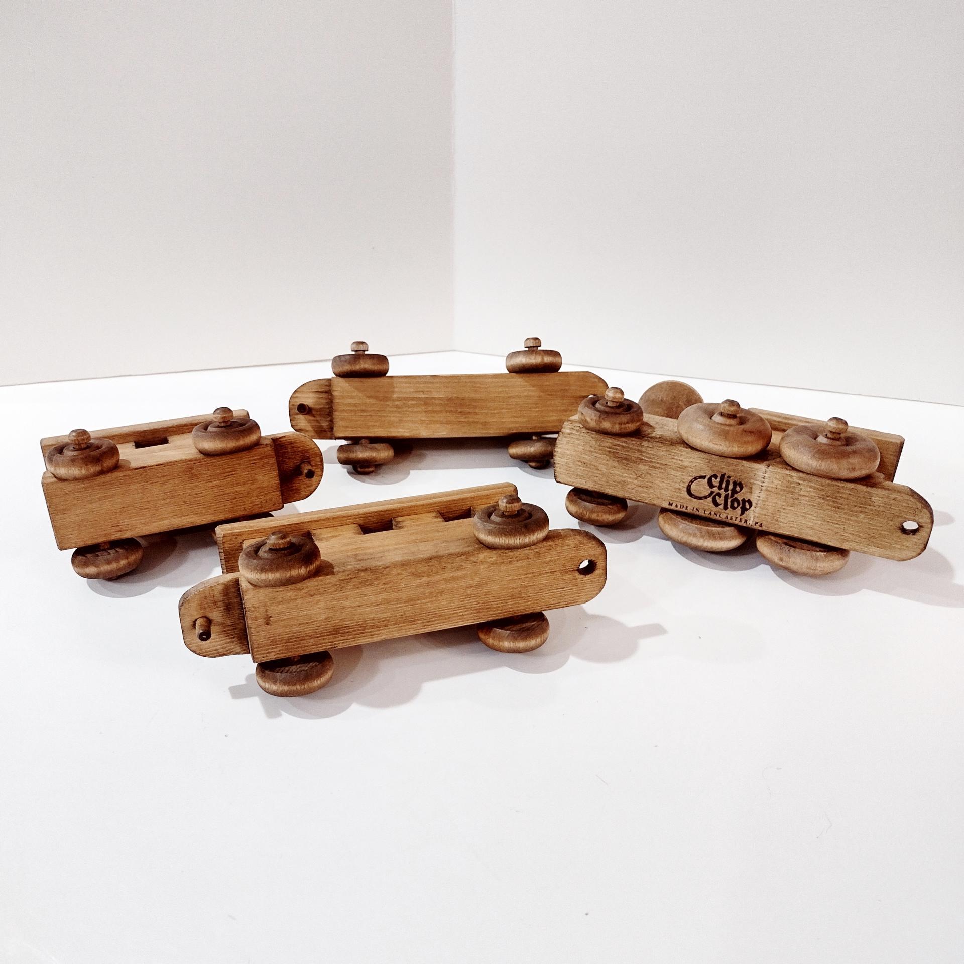 Vintage Wooden Train Rolling Child's Push Toy, Clip Clop Lapps Toys Handcrafted Amish Toy