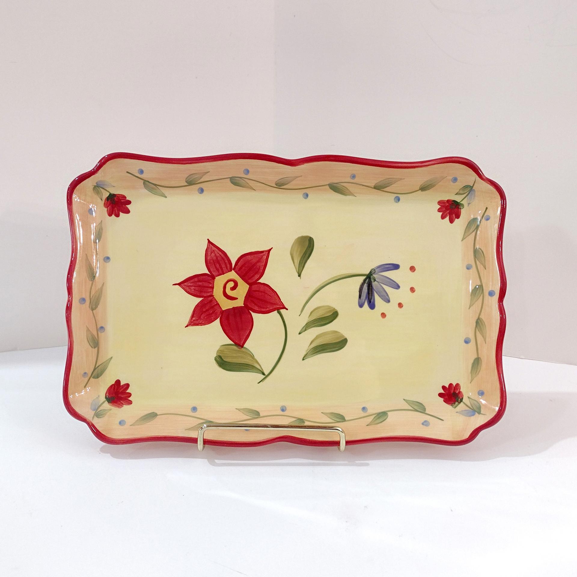 Vintage Pfaltzgraff Napoli Ceramic Tray, Everything Tray, Floral Hand Painted Ceramic Tray