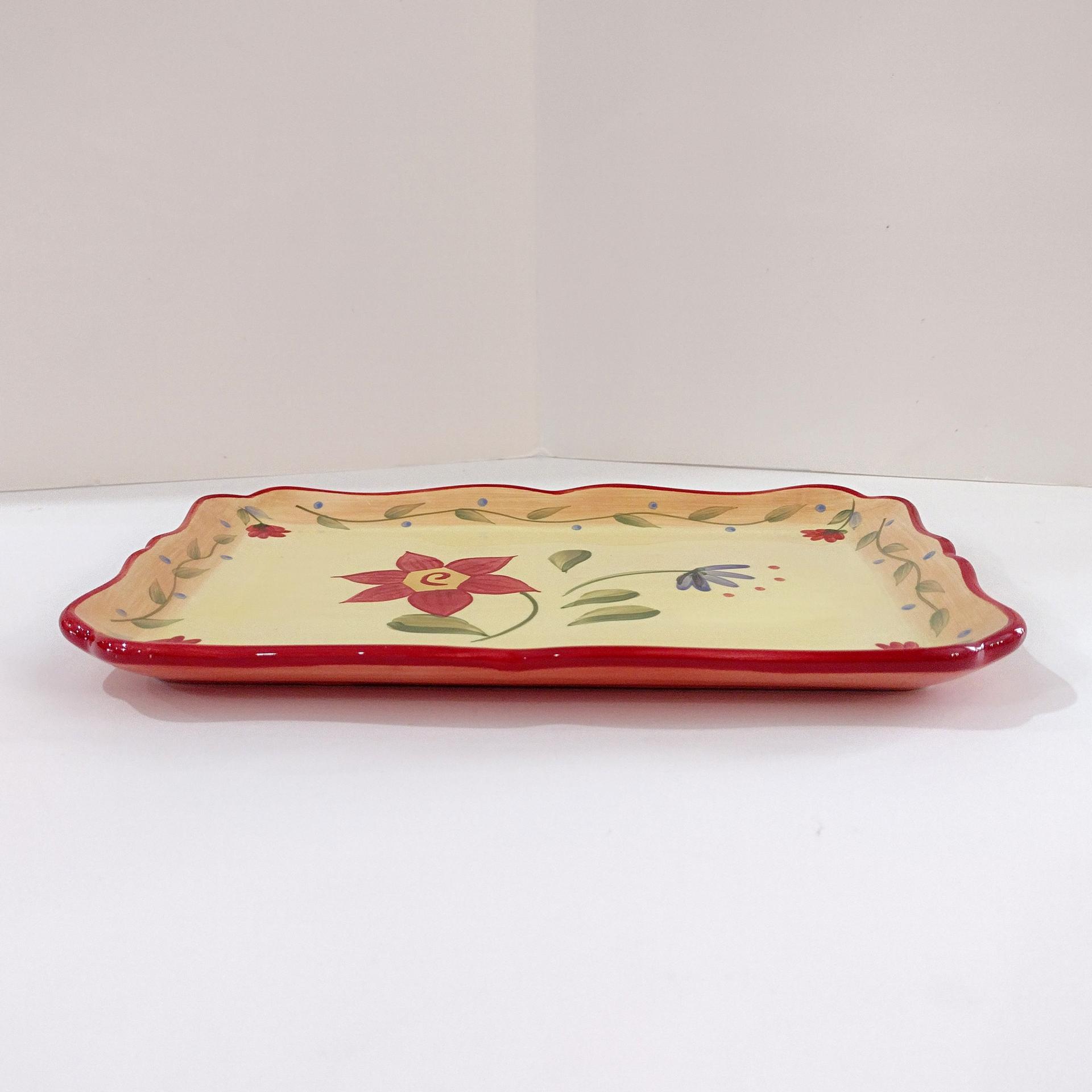 Vintage Pfaltzgraff Napoli Ceramic Tray, Everything Tray, Floral Hand Painted Ceramic Tray