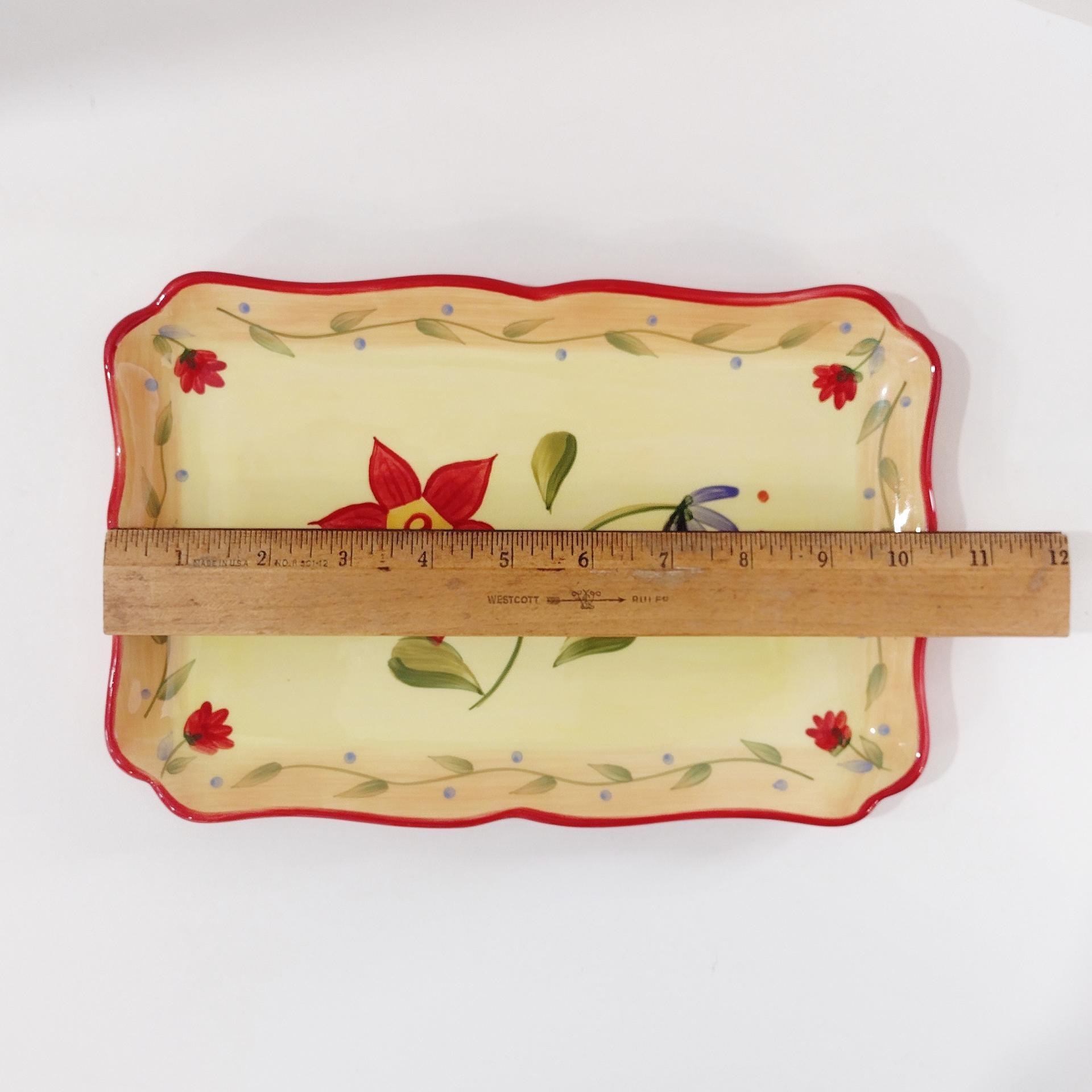 Vintage Pfaltzgraff Napoli Ceramic Tray, Everything Tray, Floral Hand Painted Ceramic Tray