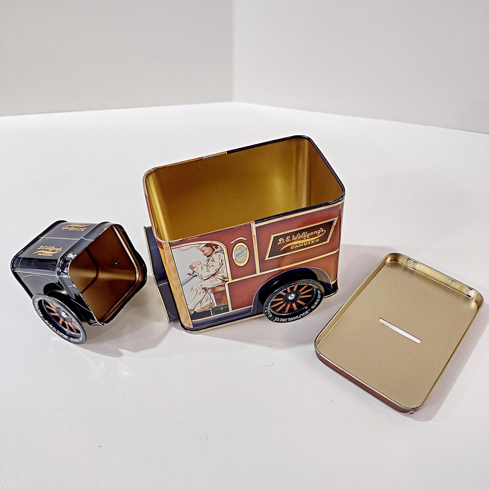 Vintage Wolfgang Candies Metal Truck Storage Tin and Coin Bank