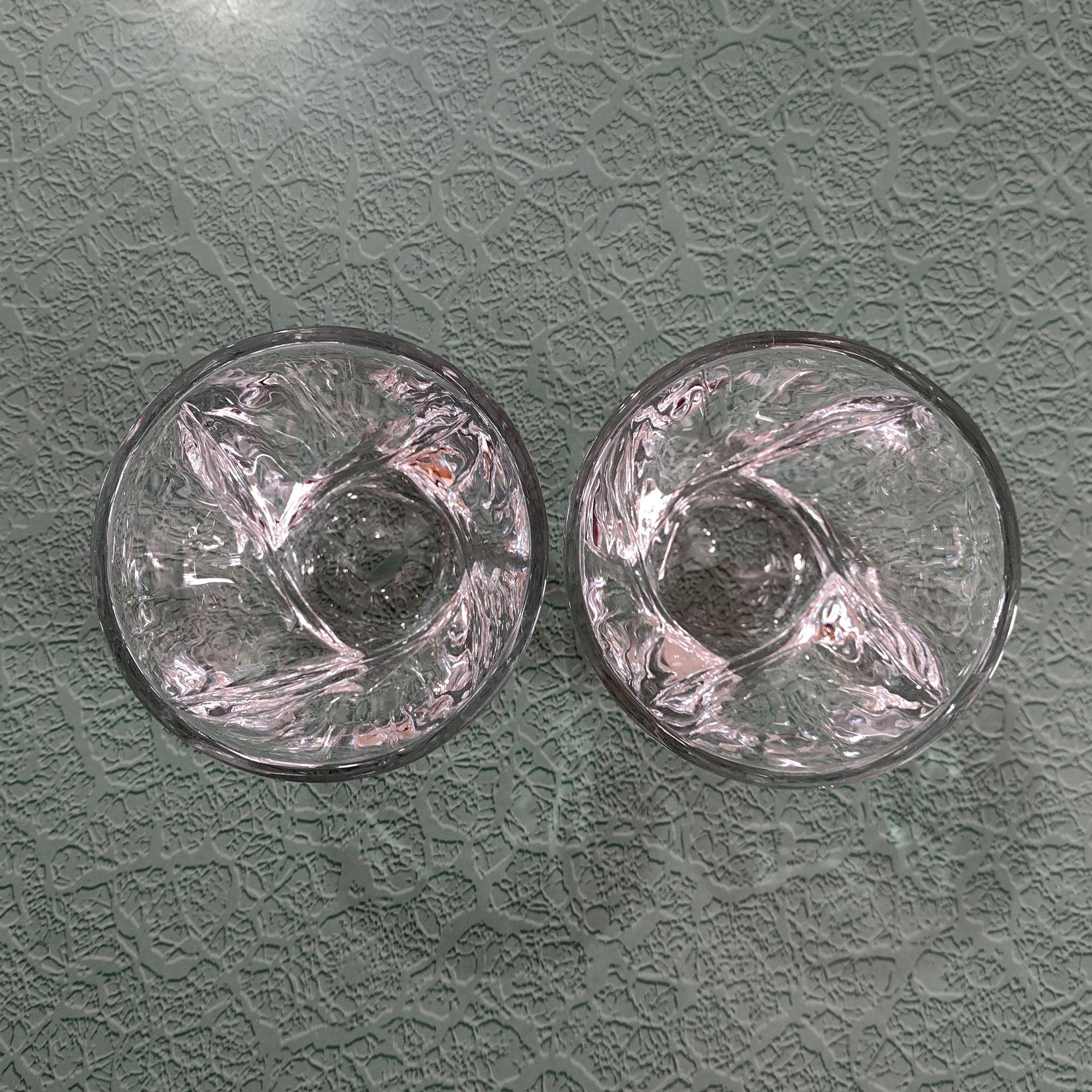 Vintage Mikasa Motion Double Old Fashioned Glasses, Set of Two, Twisted Whiskey Glasses