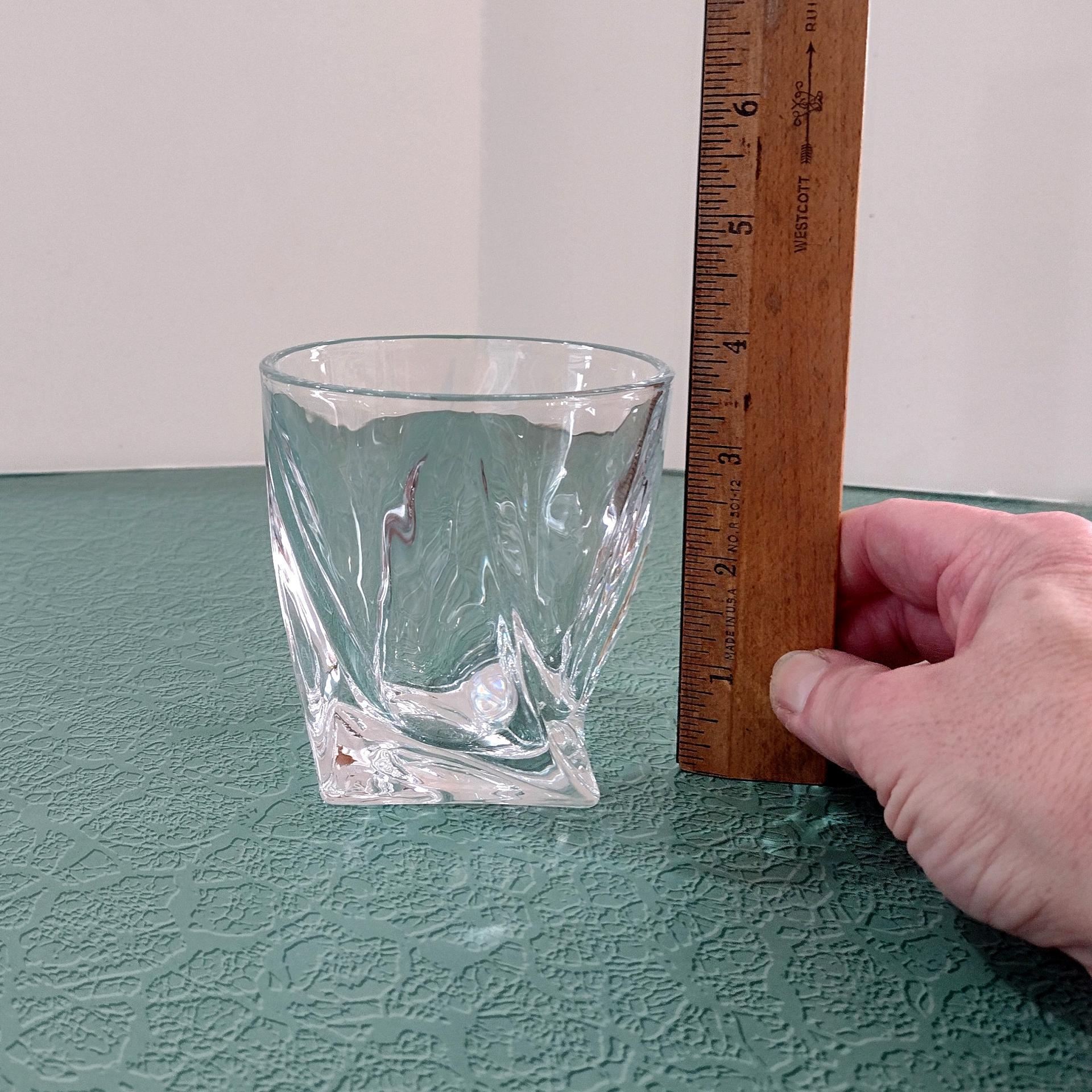 Vintage Mikasa Motion Double Old Fashioned Glasses, Set of Two, Twisted Whiskey Glasses