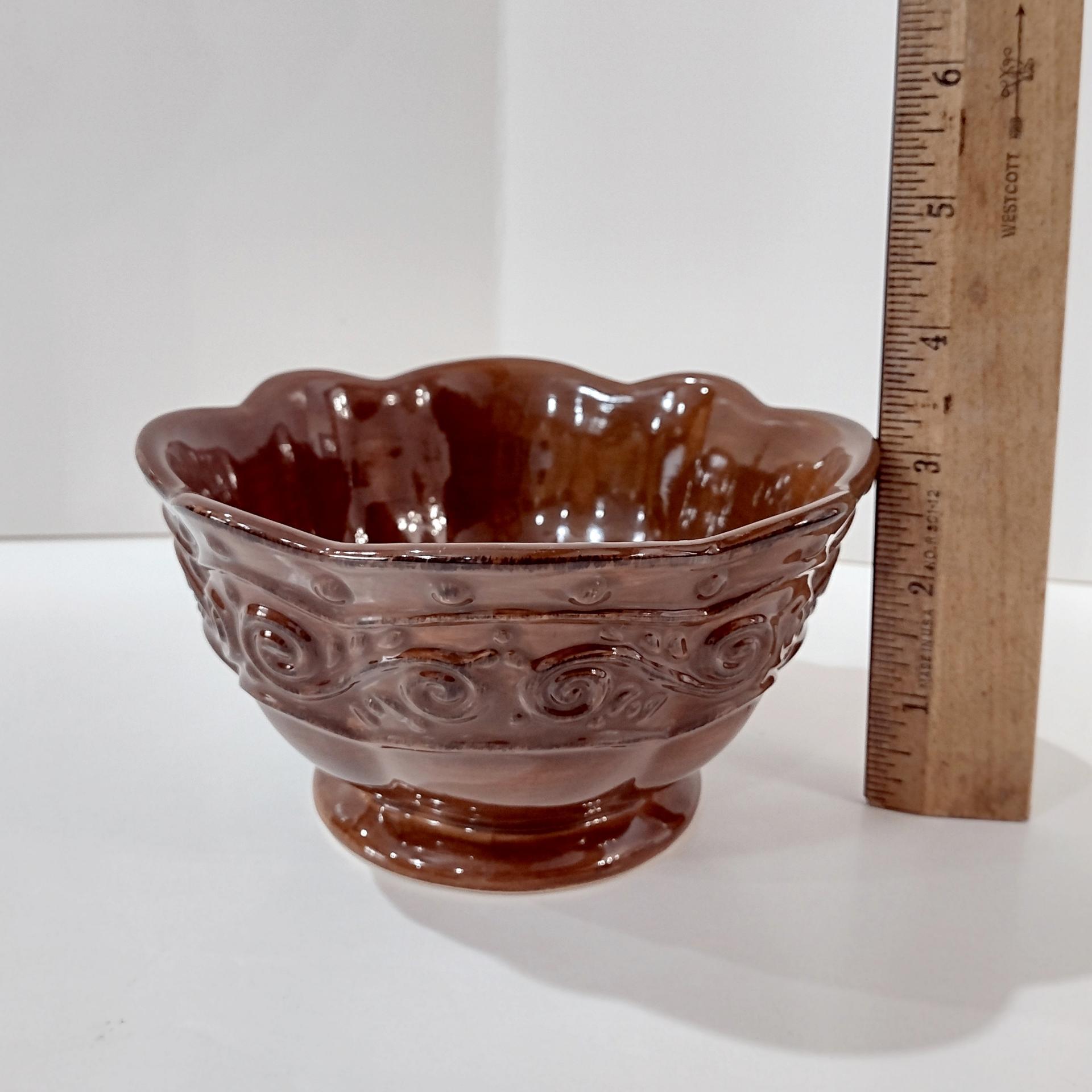 Vintage Home and Garden Party Venetian Brown Glazed Ceramic Bowls, Set of Two, Celebrating Home 16 Ounce Bowls