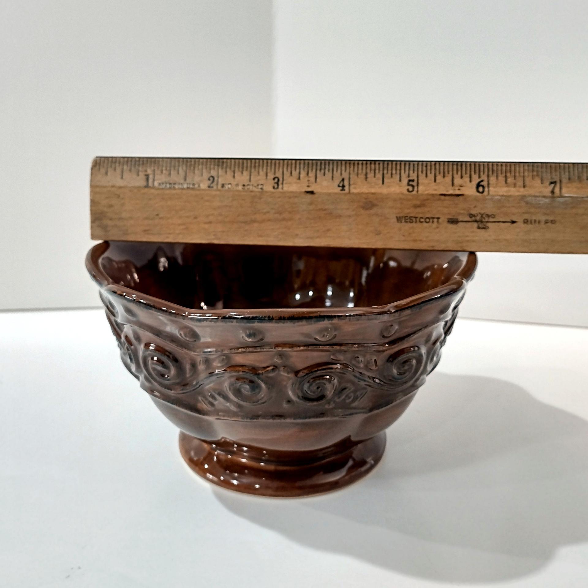 Vintage Home and Garden Party Venetian Brown Glazed Ceramic Bowls, Set of Two, Celebrating Home 16 Ounce Bowls