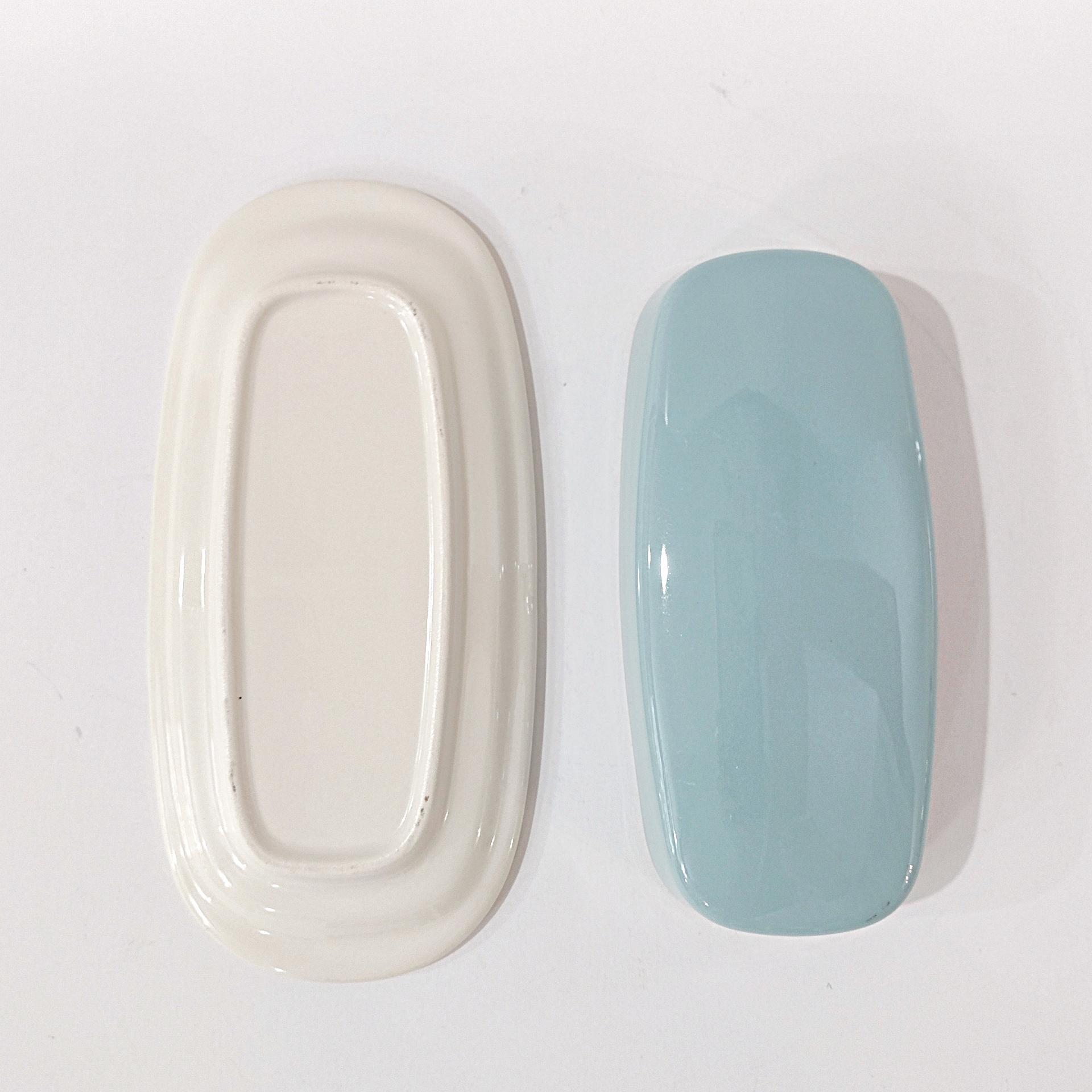 Vintage Homer Laughlin Vista Orbit Turquoise Aqua Blue Covered Butter Dish, Retro 1960's MCM Dinnerware