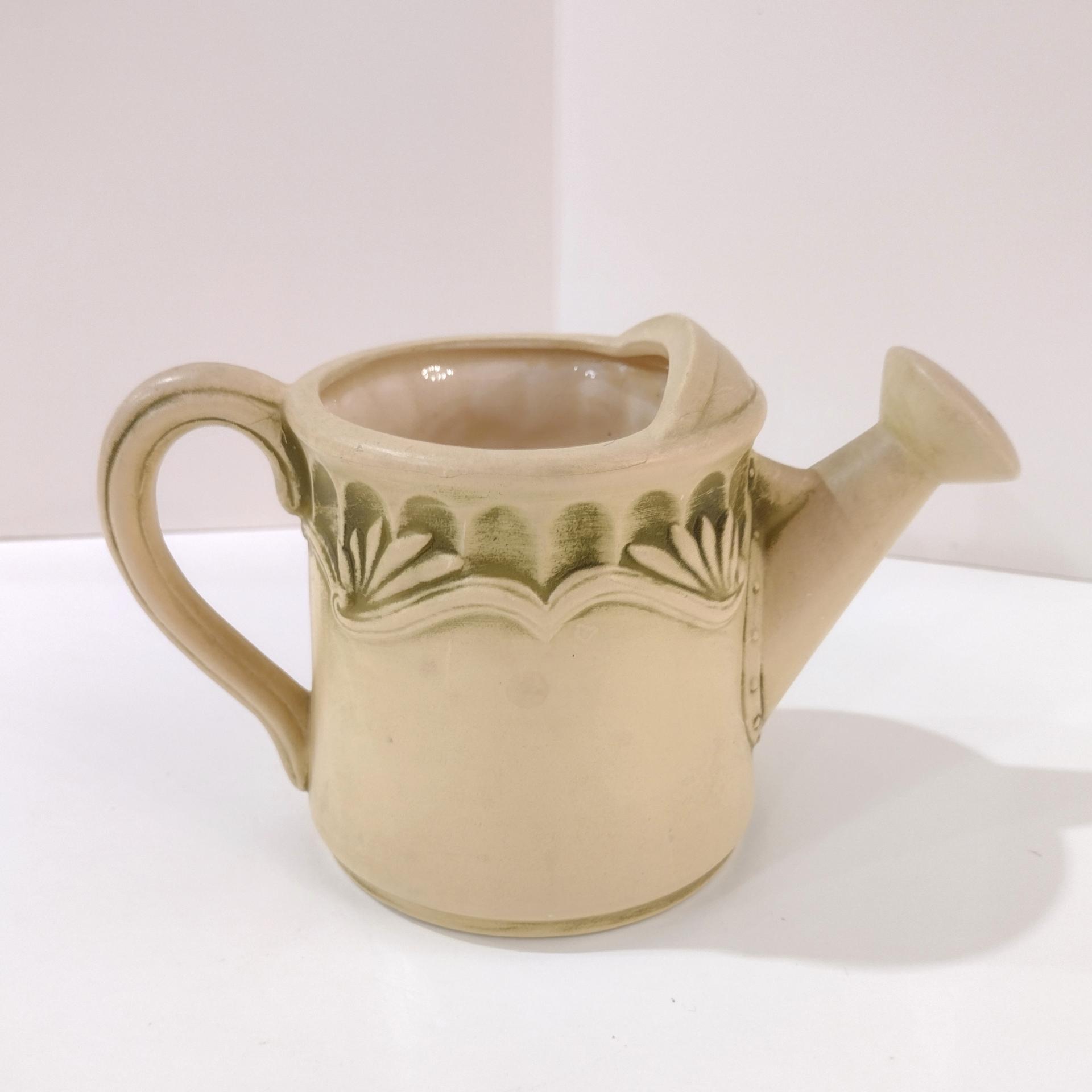 Vintage Hand Painted Watering Can Planter Pot, Small Succulent Pot