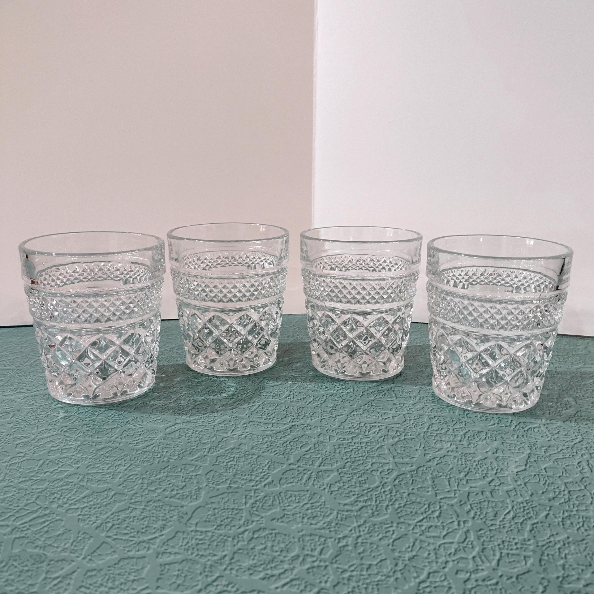 Vintage Wexford 9 Ounce Whiskey Rocks Glasses, Old Fashioned Glasses, Retro Lowball Glasses, Set of Four