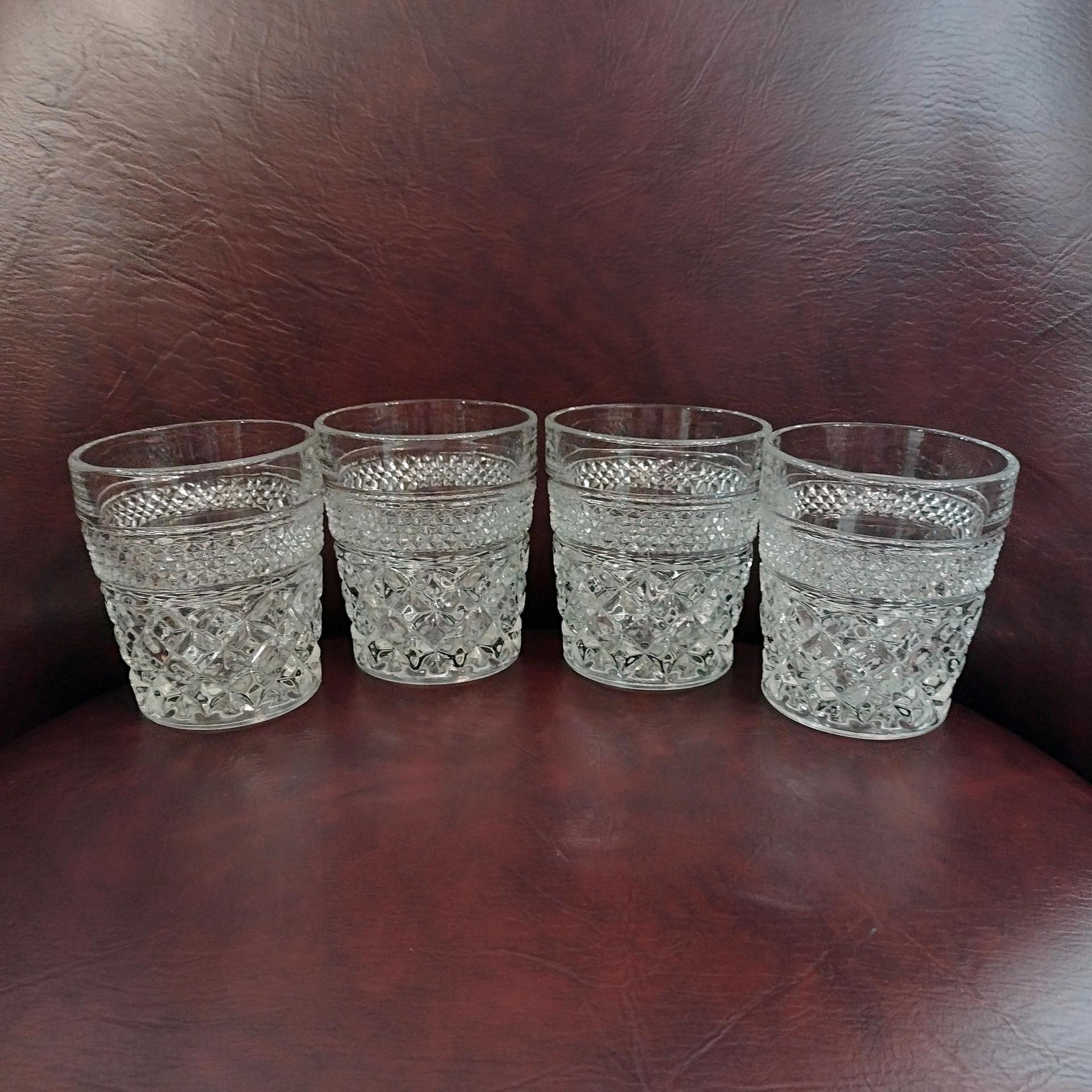 Vintage Wexford 9 Ounce Whiskey Rocks Glasses, Old Fashioned Glasses, Retro Lowball Glasses, Set of Four