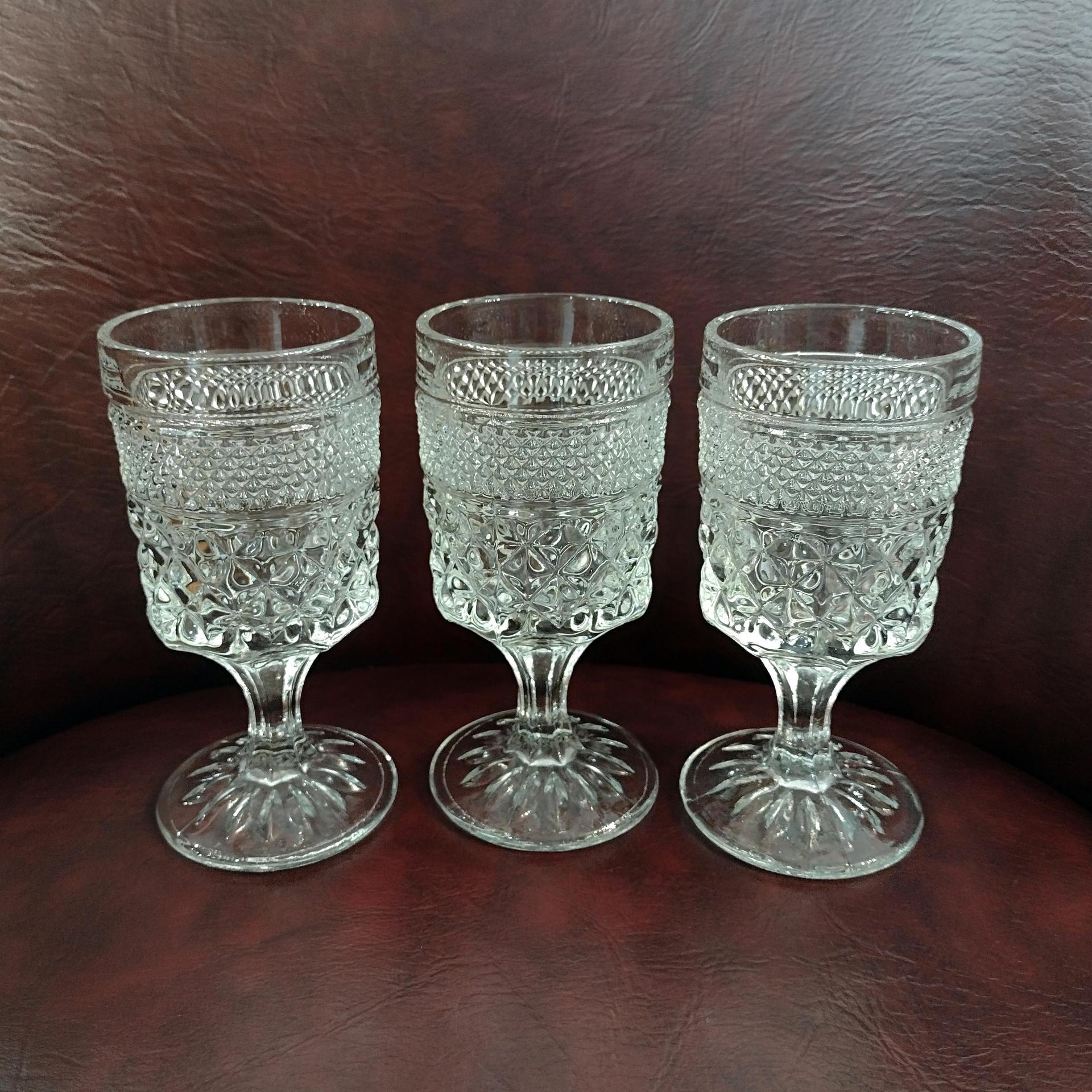 Vintage Anchor Hocking Wexford Claret Wine Glasses, Set of Three