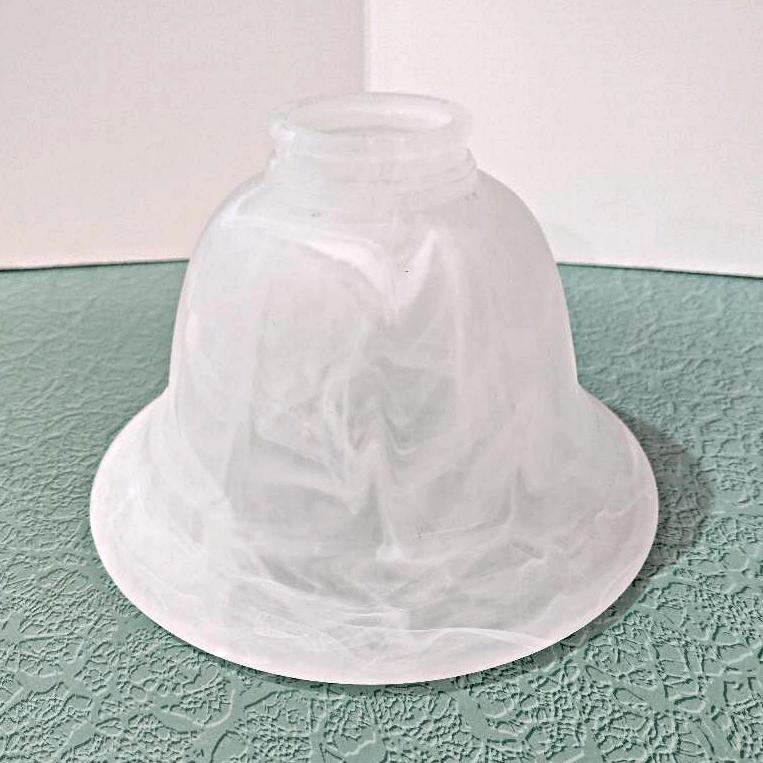 Vintage White Swirl Milk Glass Lamp Light Shade, Bell Shaped Replacement Pendant Shade