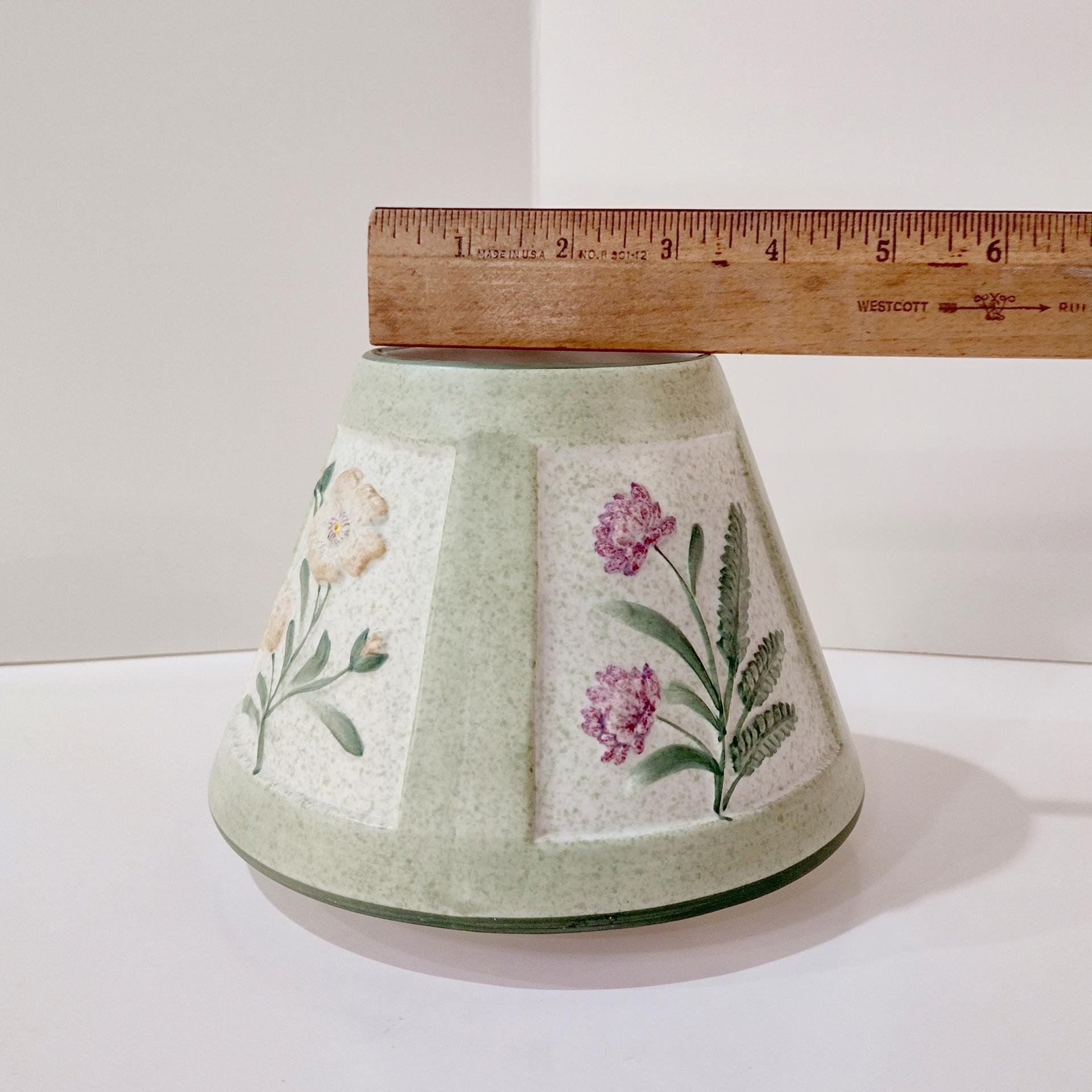 Vintage Yankee Candle Ceramic Shade Jar Topper, Green, Purple, Pink Beige Floral Design