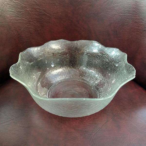 Vintage Arcoroc Fluted Salad Serving Bowl, Clear Glass Centerpiece Fruit Bowl