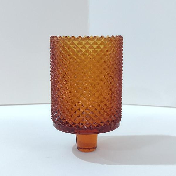 Vintage Amber Diamond Cut Pegged Votive Candle Holder, Sconce Votive Candle Cup