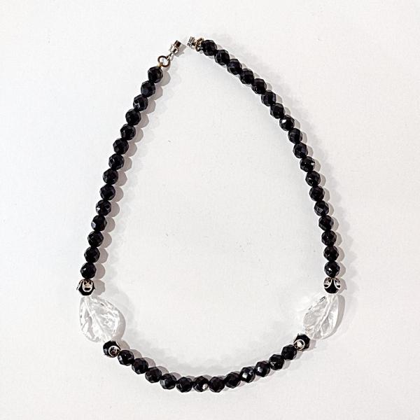 Vintage Black and Clear Beaded 18 Inch Necklace