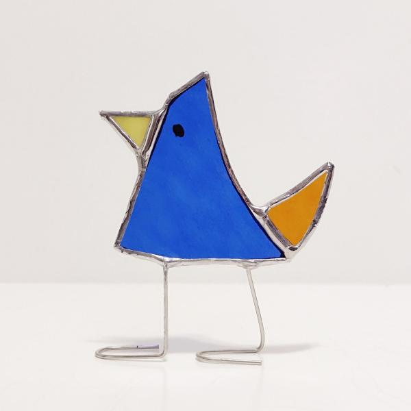 Stained Glass Standing Bird, Funky Glass Bird, Blue Bird Suncatcher