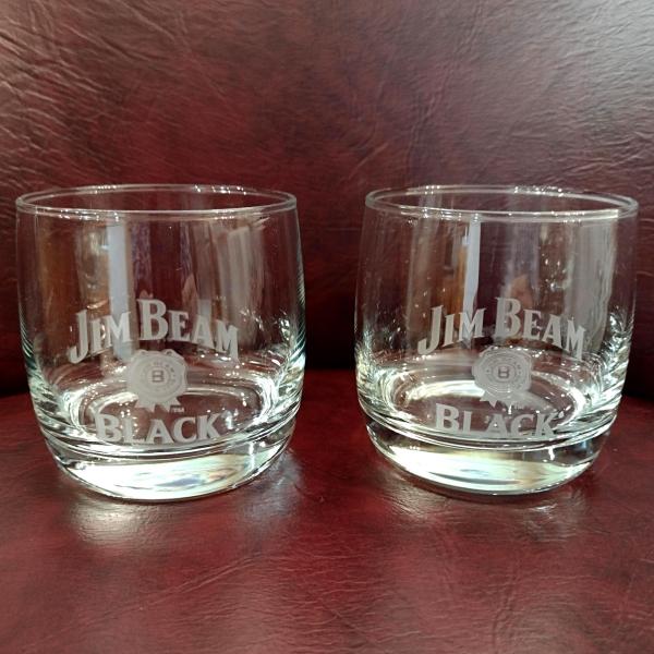 Vintage Jim Beam Black Rocks Whiskey Glasses, Set of Two