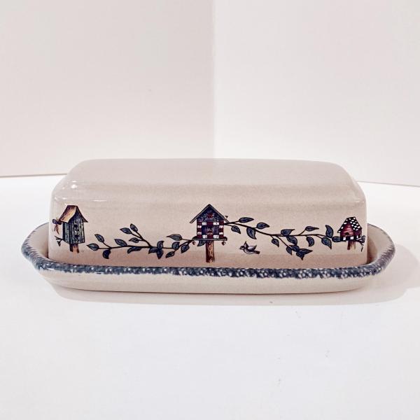 Vintage Home and Garden Party Birdhouse Ceramic Butter Dish