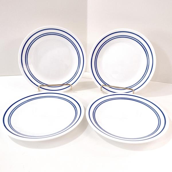 Vintage Corelle Classic Cafe Blue Bread Appetizer Snack Plates, Set of 4