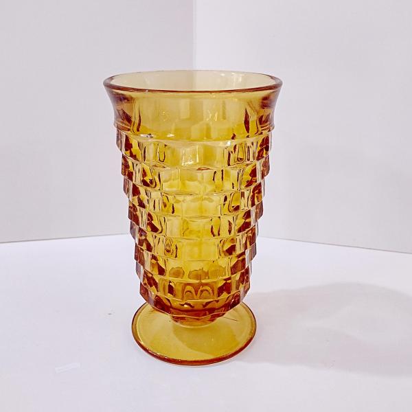 Vintage Colony Whitehall Amber Footed Iced Tea Glass, Indiana Glass MCM Glassware