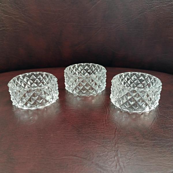 Vintage Fostoria Heritage Clear Glass Napkin Rings, Set of 3, Diamond Pattern Glass Napkin Holders