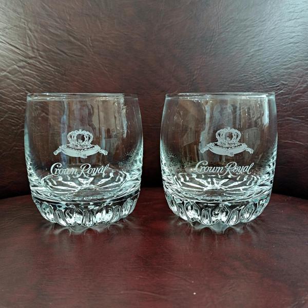 Vintage Crown Royal Whiskey Lowball Rocks Glasses, Set of Two