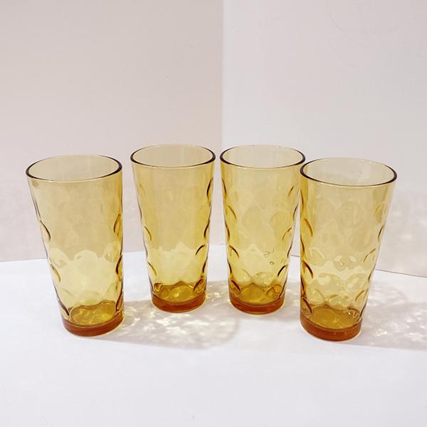 Vintage Hazel Atlas Eldorado Gold Flat Tumblers, Set of 4