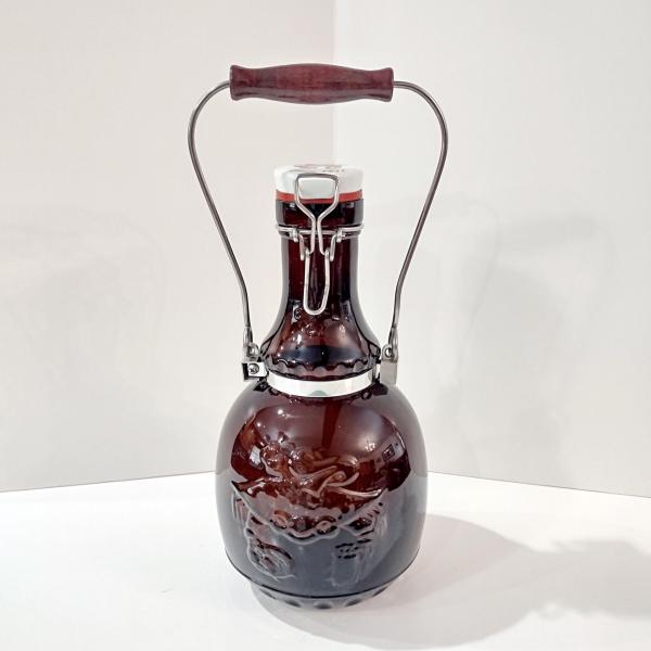 Vintage Large Glass Beer Growler, Ocean Pride Crab Beer Growler Bottle with Ceramic Rubber Gasket Lid