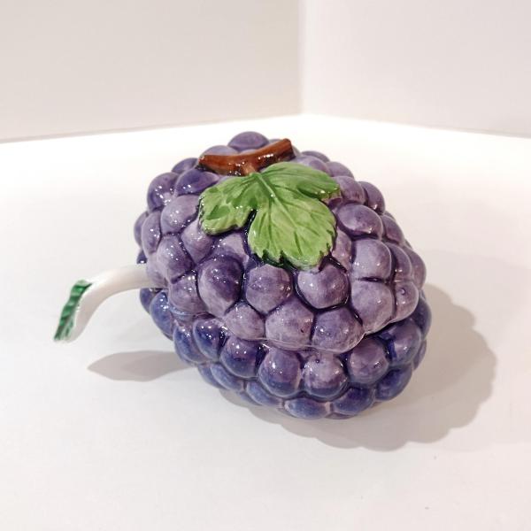 Vintage Ceramic Grape Cluster Covered Jam Pot, Lord and Taylor Grape Lidded Jelly Bowl Dish
