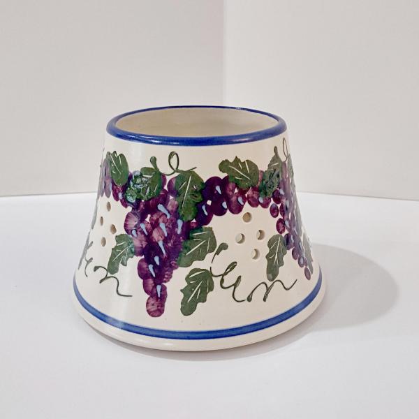 Vintage Grape Vine Ceramic Jar Candle Shade, Purple, Green, Blue and White Candle Topper Accessory