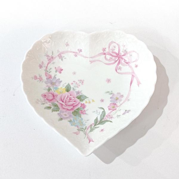 Vintage Mikasa All My Love Heart Shaped Porcelain Trinket Soap Dish with Pink Rose Vine Design