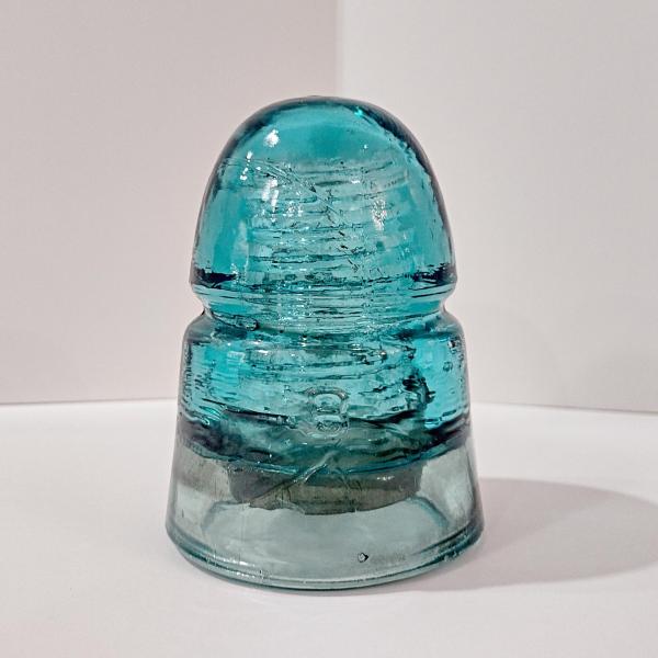 Antique Brookfield Glass Company Aqua Blue Glass Beehive Insulator