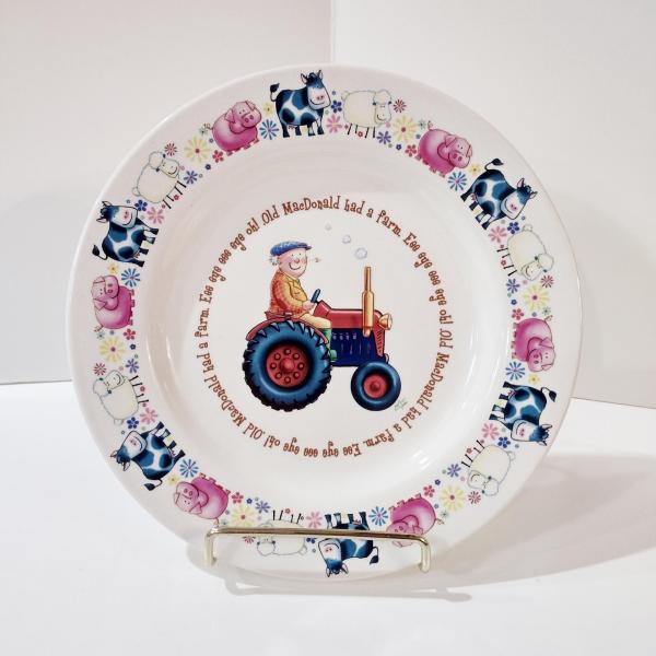 Vintage 1890 Anderson Pottery Old MacDonald Had a Farm Childs Ceramic Plate, Baby Shower Gift