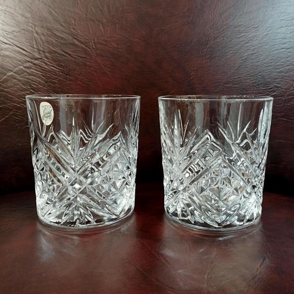 Vintage NEW Cristal D'Arques Durand Masquerade Crystal on the Rocks Glasses, Set of Two, Old Fashioned Whiskey Glasses, Lowball Glasses