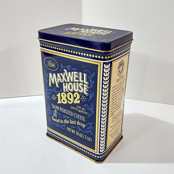 Vintage Maxwell House Coffee 1892 Commemorative 100th Anniversary Tin, Retro Storage Container Box