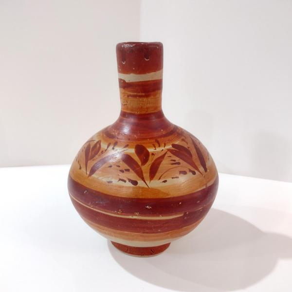 Vintage Tonala Mexican Ceramic Water Jug, Hand Painted Clay Pottery Vase, Mexican Folk Art