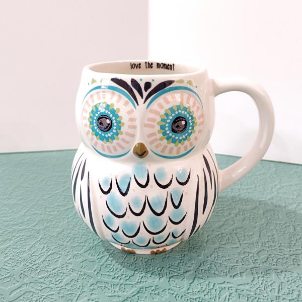 Vintage Owl Ceramic Coffee Tea Mug, Love the Moment Natural Life Owl Mug