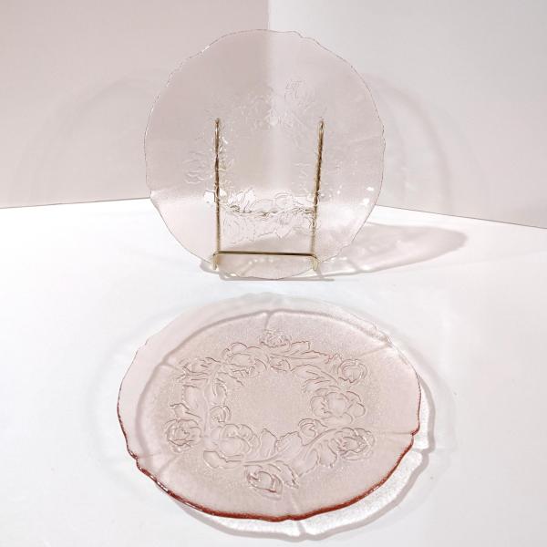 Vintage Arcoroc Rosaline Rosa Pink Salad Dessert Luncheon Plates, Set of Two