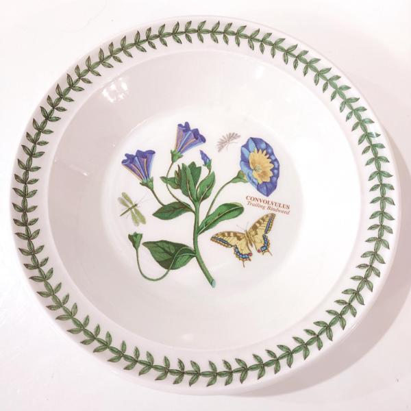 Vintage Portmeirion Botanic Garden Trailing Bindweed Soup Bowl, Butterfly Floral Serving Bowl