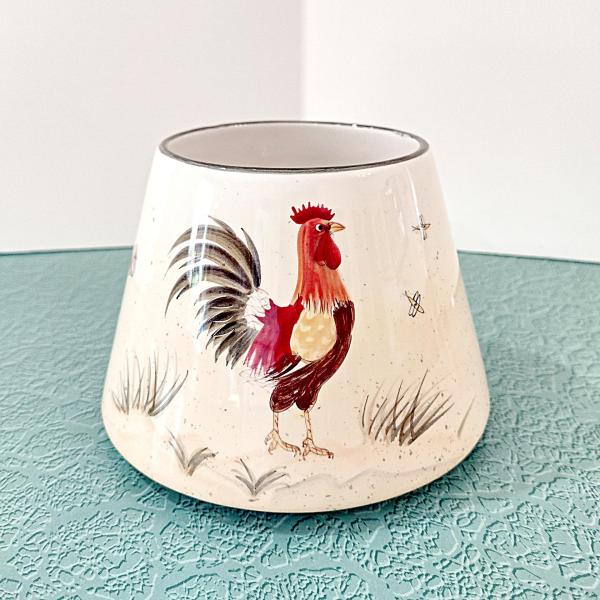 Vintage Home Interiors Rooster Ceramic Candle Shade Jar Topper, Country Farm Decor
