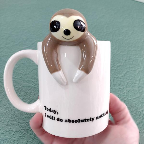 Sloth Coffee Tea Figurative Ceramic Mug, Today I Will Do Absolutely Nothing